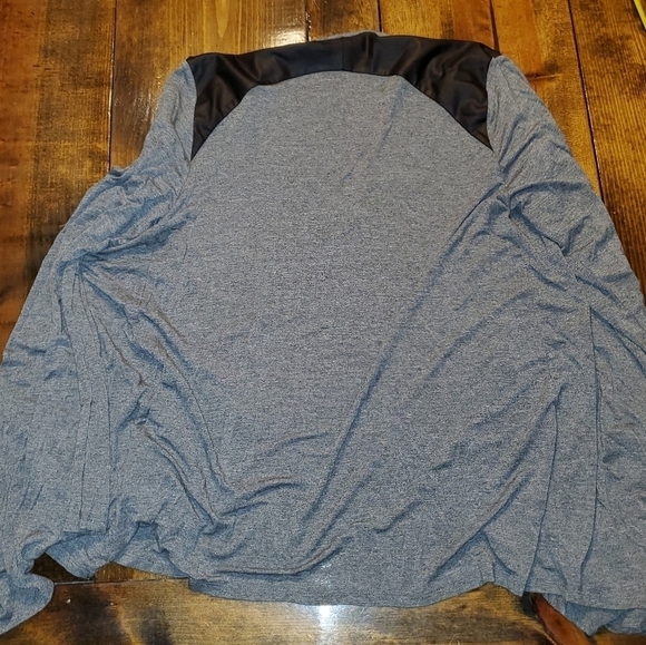 Apt 9 Grey Cardigan with Leather Shoulder Detail - Medium - Picture 12 of 14